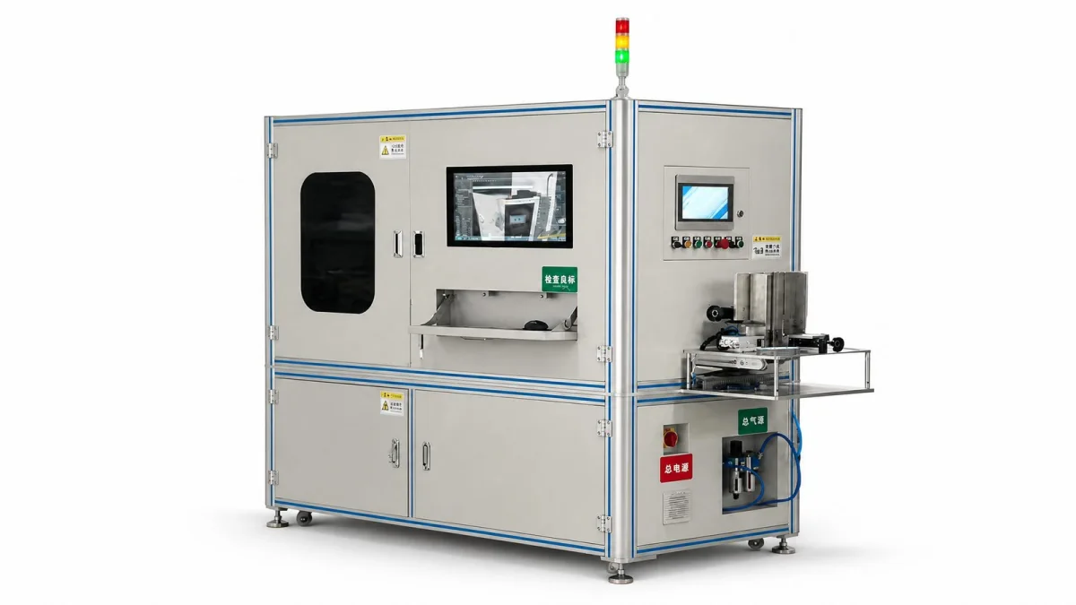 Flat-part visual inspection equipment with a belt conveyor discharge mechanism