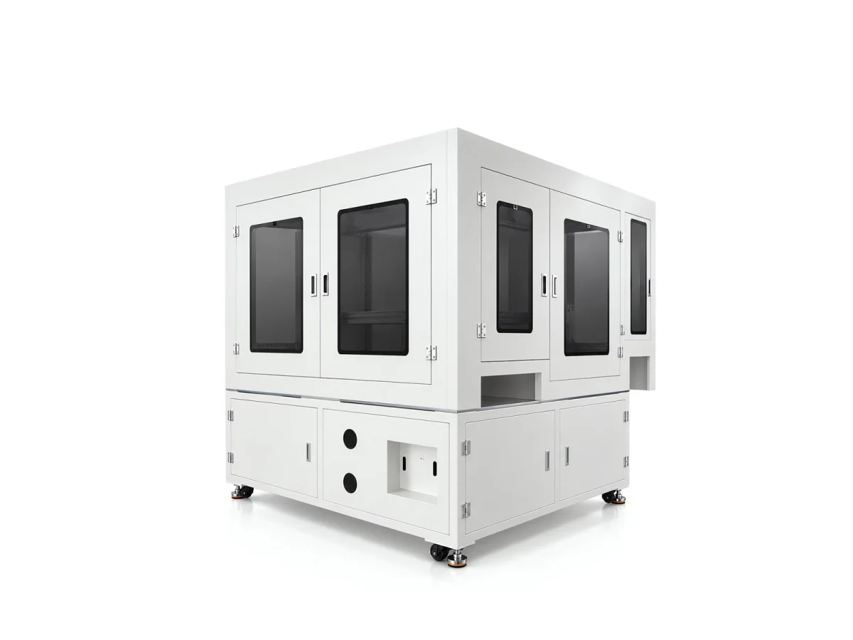 Cabinet-style visual inspection equipment, 45-degree view