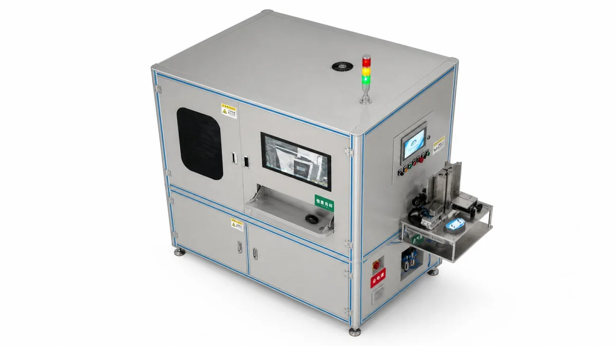 Flat-part visual inspection equipment with a rotary table loading and unloading station