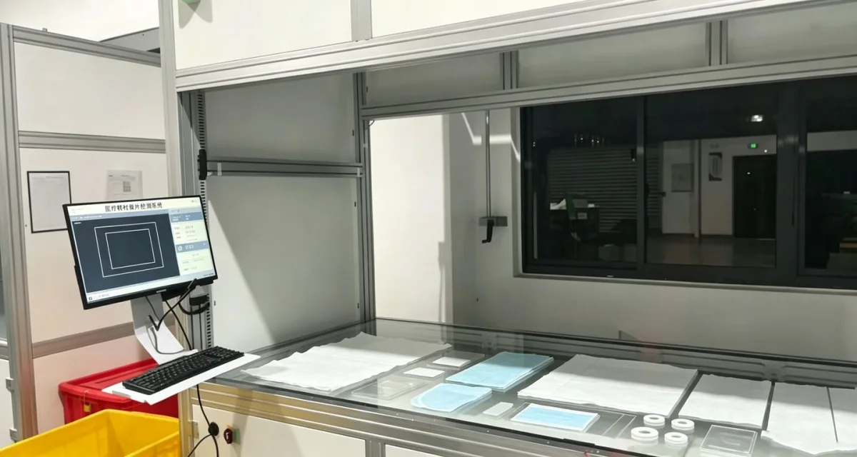 Inline visual inspection of orange elastic fabric cut pieces