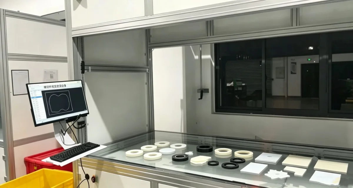 Visual inspection of white non-woven cut pieces
